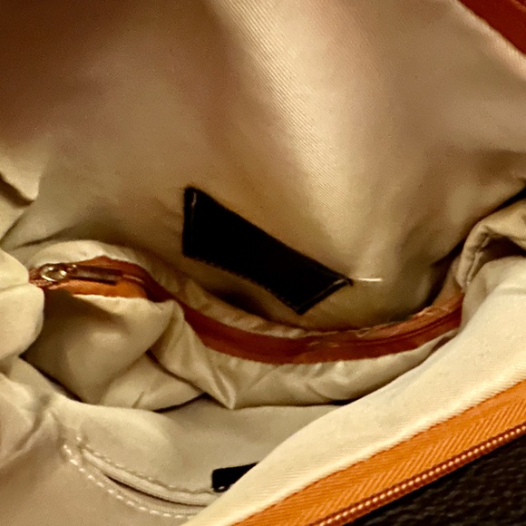 Vera Pelle Black & Chestnut Brown Italian Leather Crossbody Shoulder Bag - Picture 8 of 13